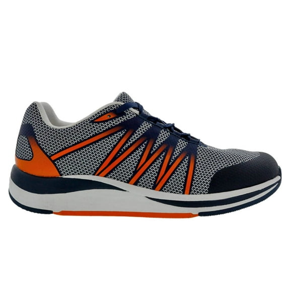 Drew Player Men Walk Athletic Shoe In Navy/orange Mesh Combo