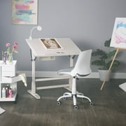 Studio Designs Vintage Solid Wood Drawing/Drafting Table with 36 x 24 Angle Adjustable Top in Coastal White