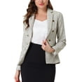 thumbnail image 1 of INSPIRE CHIC Women's Tweed Jackets Notched Lapel Long Sleeve Open Front Plaid Tweed Blazer S Beige Sparkly, 1 of 6