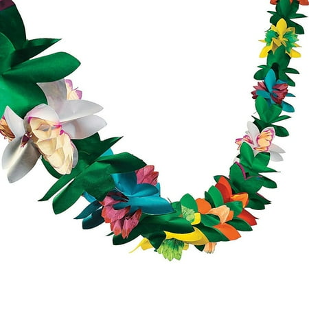 Tissue Flower Garland Tropical Hawaiian Luau Party Decorations;Tissue Flower Garland Tropical Hawaiian Luau Party Decorations