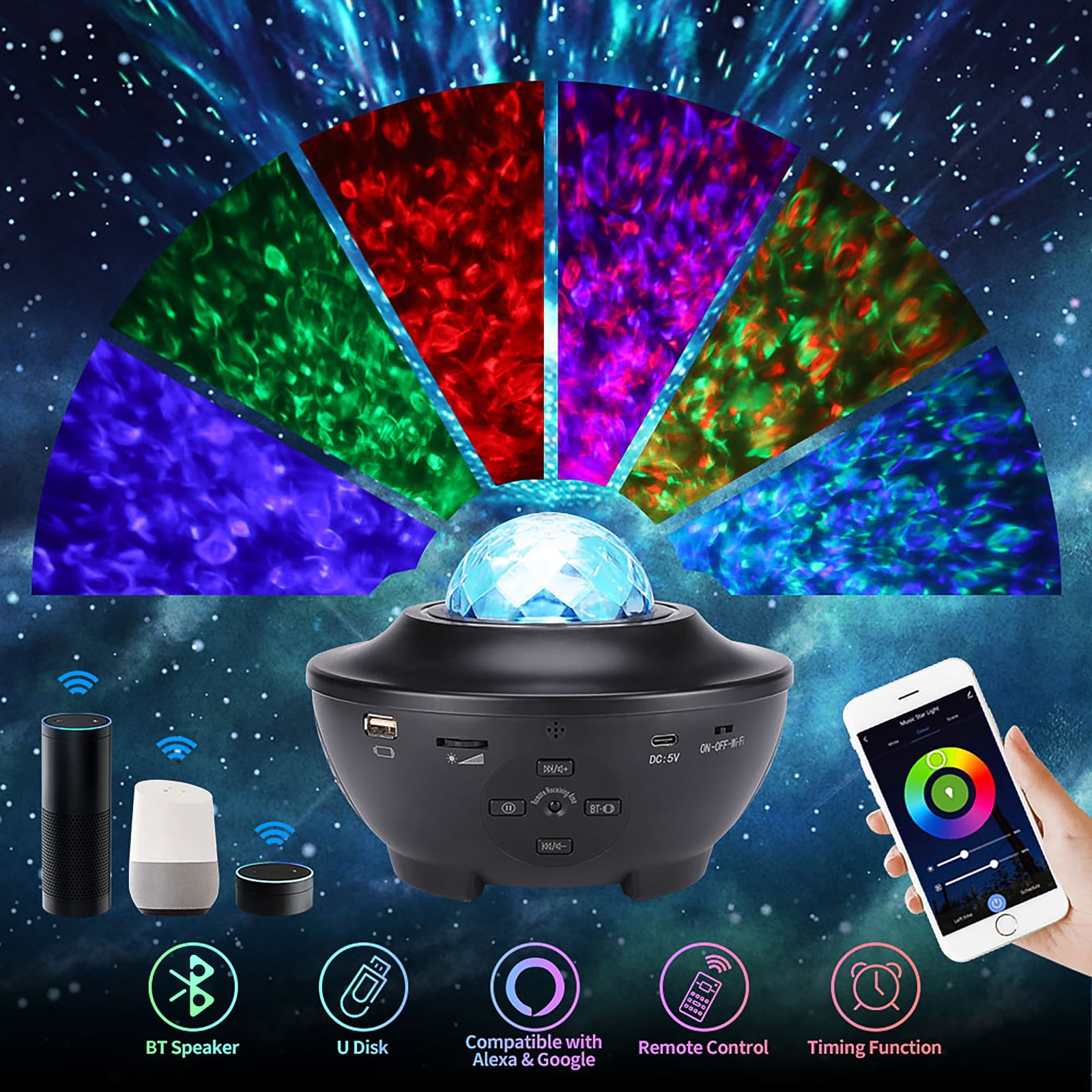 Onever Music Starry Projector Galaxy Projector Night Light practical ...