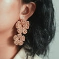 thumbnail image 3 of Beautiful multi-layer flower earrings handmade Lafite grass ear accessories, 3 of 3