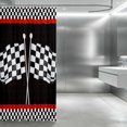 thumbnail image 3 of Erosebridal Checkered Flag Shower Curtain 72Wx78L, Racing Bath Curtain, Crossed Flags Black, 3 of 5
