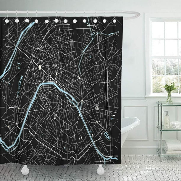 Ksadk City Black And White Paris Map Road Street Topography Traffic Cartography Highway Shower Curtain 66x72 Inch Walmart Com Walmart Com
