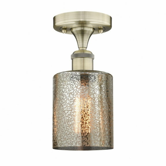 Innovations Lighting  Edison Cobbleskill - 1 Light 5" Semi-Flush Mount Antique Brass/Mercury