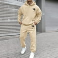 thumbnail image 4 of Men's Suits Product Title for Men Casual Solid Two Piece Hooded Sports Set with Raglan Sleeve Drawstring Pant Set, 4 of 5