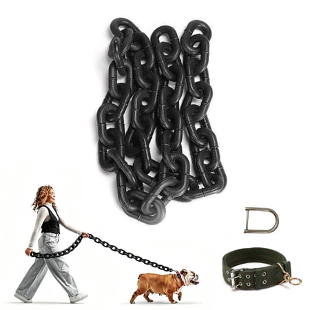 Funny Giant Chain Leash for Small Dogs and Cats Nylon Fake Big Chain Look Dog Leash M and L Size 1.5m 2m 3m with Metal Clip for Chihuahua Poodle Puppy Walking Training Lead