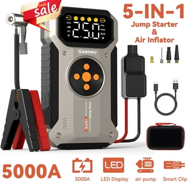 Featou Jump Starter with Air Compressor, 5000A Peak Jump Box Starter for Car Battery Pack with 150PSI Digital Tire Inflator for 8.5L Gas or 7.0L Diesel