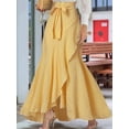 thumbnail image 4 of Women'S Retro Plaid Maxi Skirt A Line Pleated Flared Elastic High Waisted Gingham Summer Swing Long Skirt Yellow M, 4 of 7