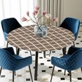 thumbnail image 3 of Round Fitted Tablecloth with Elastic Edge, Brown Moroccon Waterproof Table Cloth Table Cover for 36"-44" Tables, Retro Country Minimalist Abstract Motifs Tablecloths for Dining Picnic Party Outdoor, 3 of 9