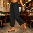 thumbnail image 6 of Bloomae Women's Harem Capri Pants Casual Loose Fit Wide Leg Cropped Trousers Lightweight Drawstring Elastic Waist Lounge Capris with Pockets, 6 of 9