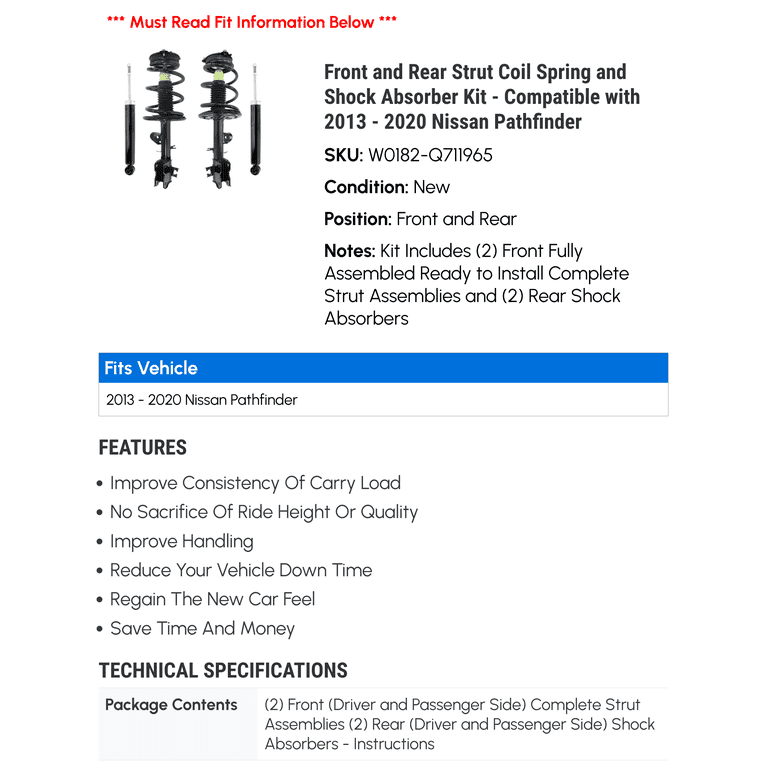 OREDY Front Driver Side Strut Compatible with 2013-2020