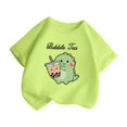 thumbnail image 2 of iTNHFP Hauts d'Été pour Adolescentes Enfants Filles Mignon Mode Imprimé Col Rond Manches Courtes Tee Été Doux Décontracté T-Shirt Ample, 2 of 5