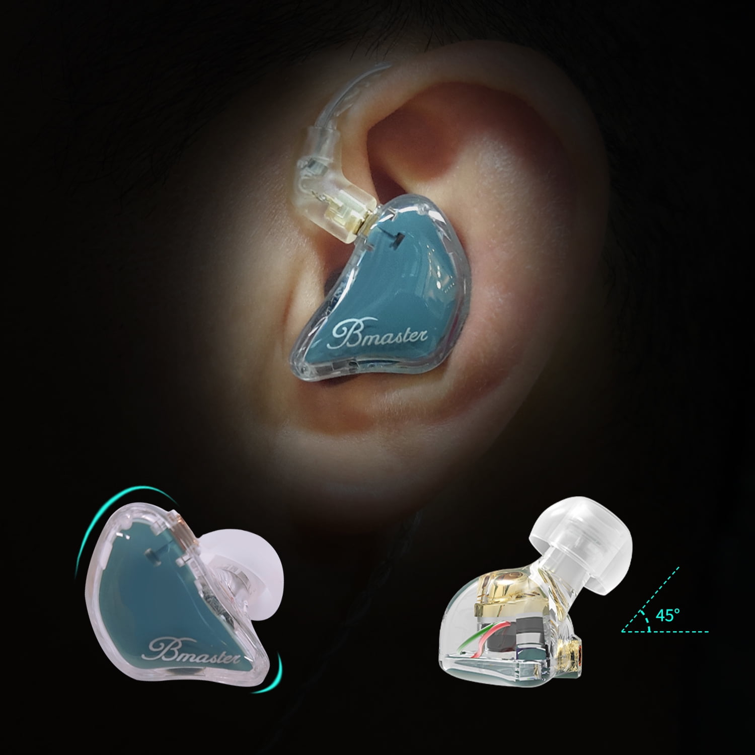 BASN Bmaster Triple Drivers in Ear Monitor Headphone with Two Detachable Cables Fit in Ear Suitable for Audio Engineer, Musician(Blue)