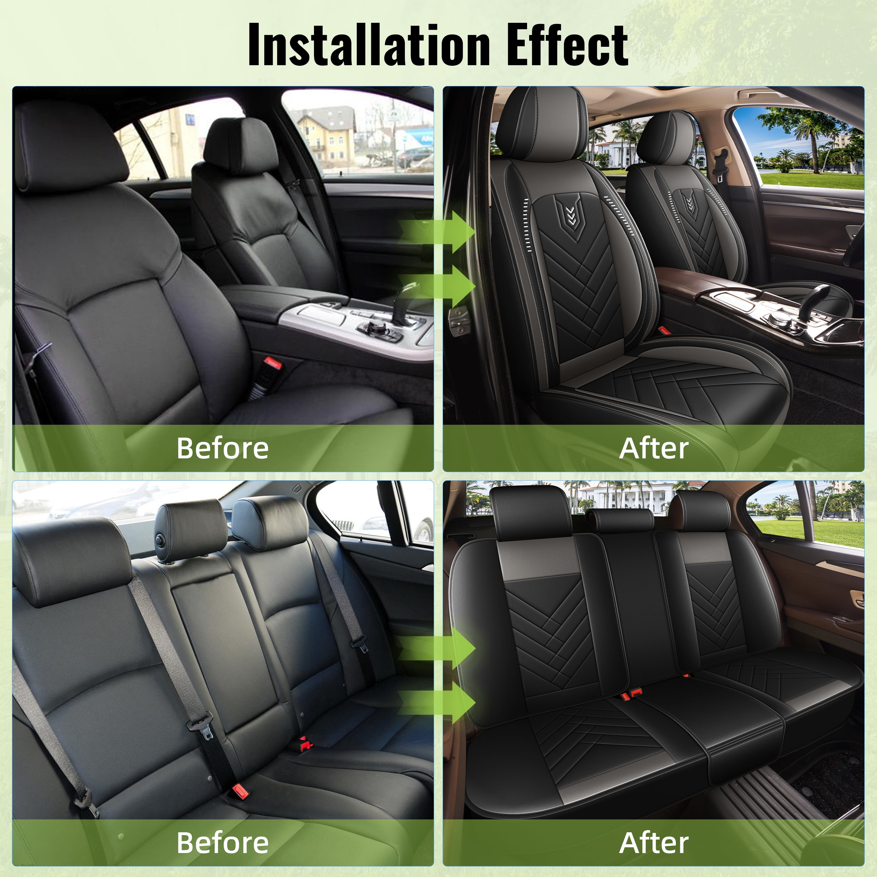 LAONNVIR Car Seat Covers Full Set Fit for Hyundai Tucson 2010-2024 2025 5 Seat Auto Interior Accessories,Leather Waterproof Car Seat Cushions Vehical Covers Grey,5 Seats