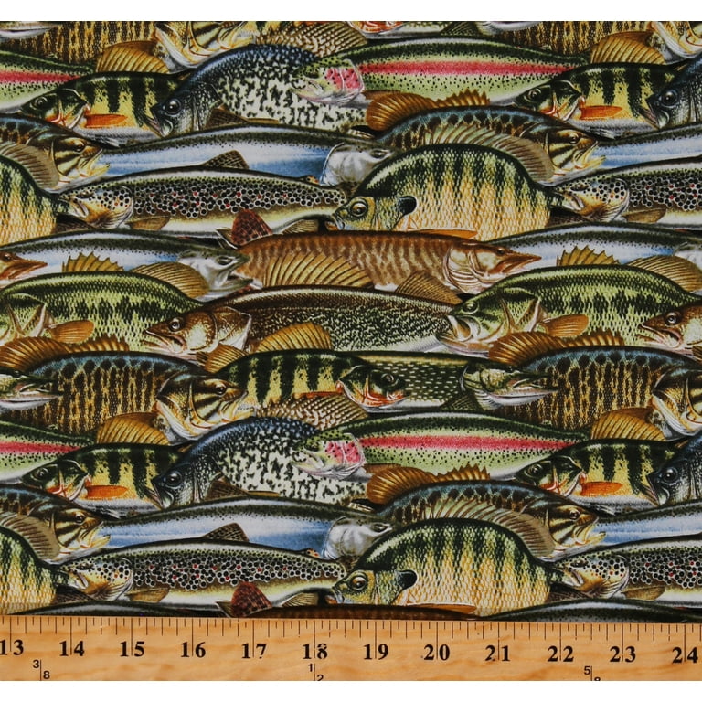 Cotton Fish Fishes Types Varieties Families Animals Keep it Reel Black  Cotton Fabric Print by the Yard (1357-60)