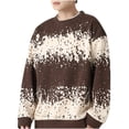 thumbnail image 4 of Men's Crewneck Pullover Sweater Waffle Textured Knitted Sweaters Casual Loose Fit Sweaters Coffee M, 4 of 4