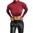 thumbnail image 2 of HOWPAY Womens Long Sleeve Shirts Soft Turtleneck Slim Fit Stretchy Crop Basic Tight Thermal Underwear Tops Casual Solid Color Going Out Fall Clothes Red M, 2 of 6