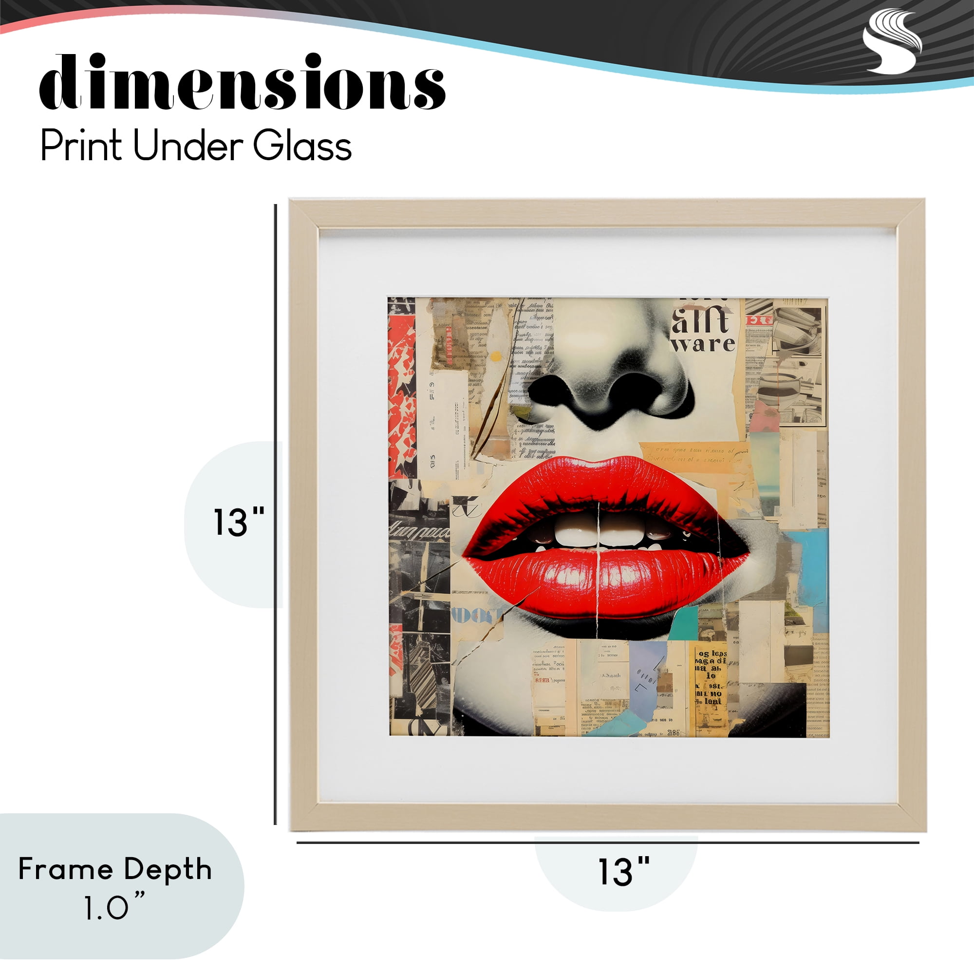 Stupell Industries Fashion Collage with Scarlet Lips Birch Framed Print Under Glass, design by Creative Studio