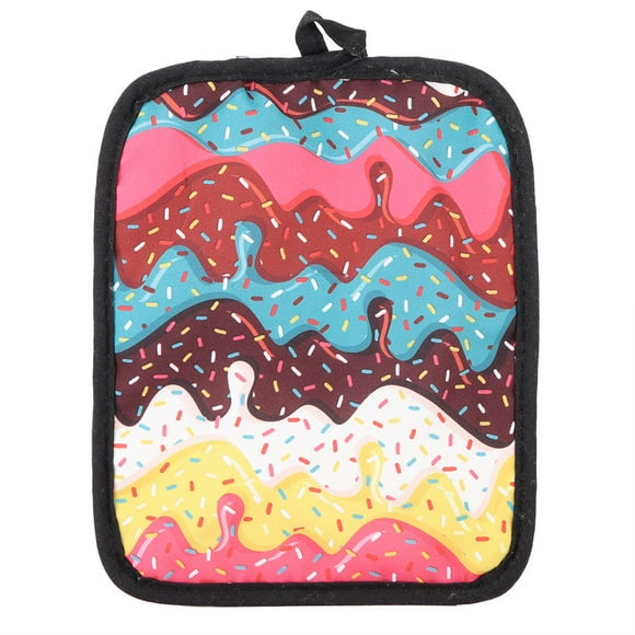 Heat Resistant Terry Cloth Pot Holders Kitchen Cooking Oven Baking Hot Pad (Rainbow Donut )