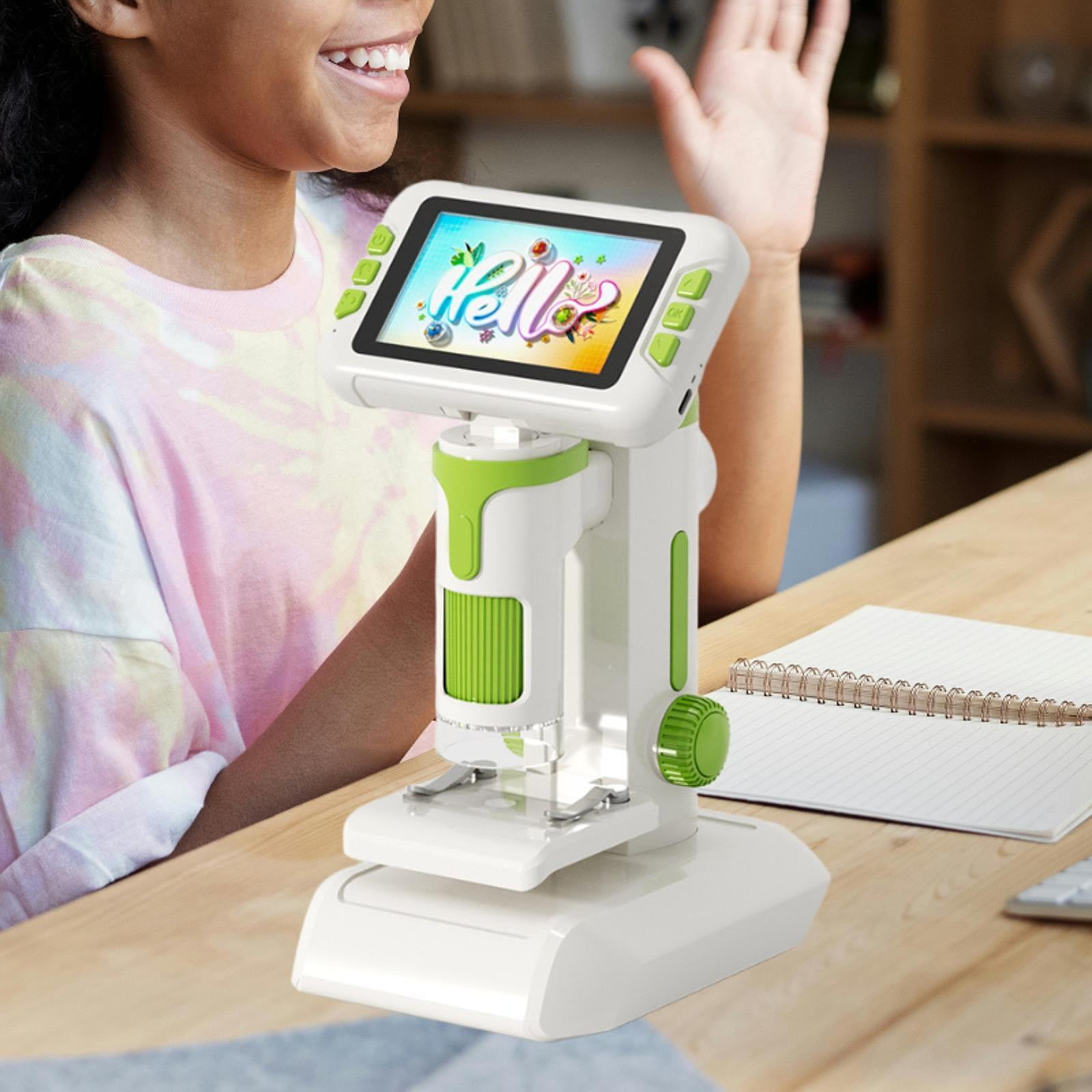 Mini Digital Microscope Educational Science Toy with 100X-1600X Magnification for Kids Interactive School Teaching Aid