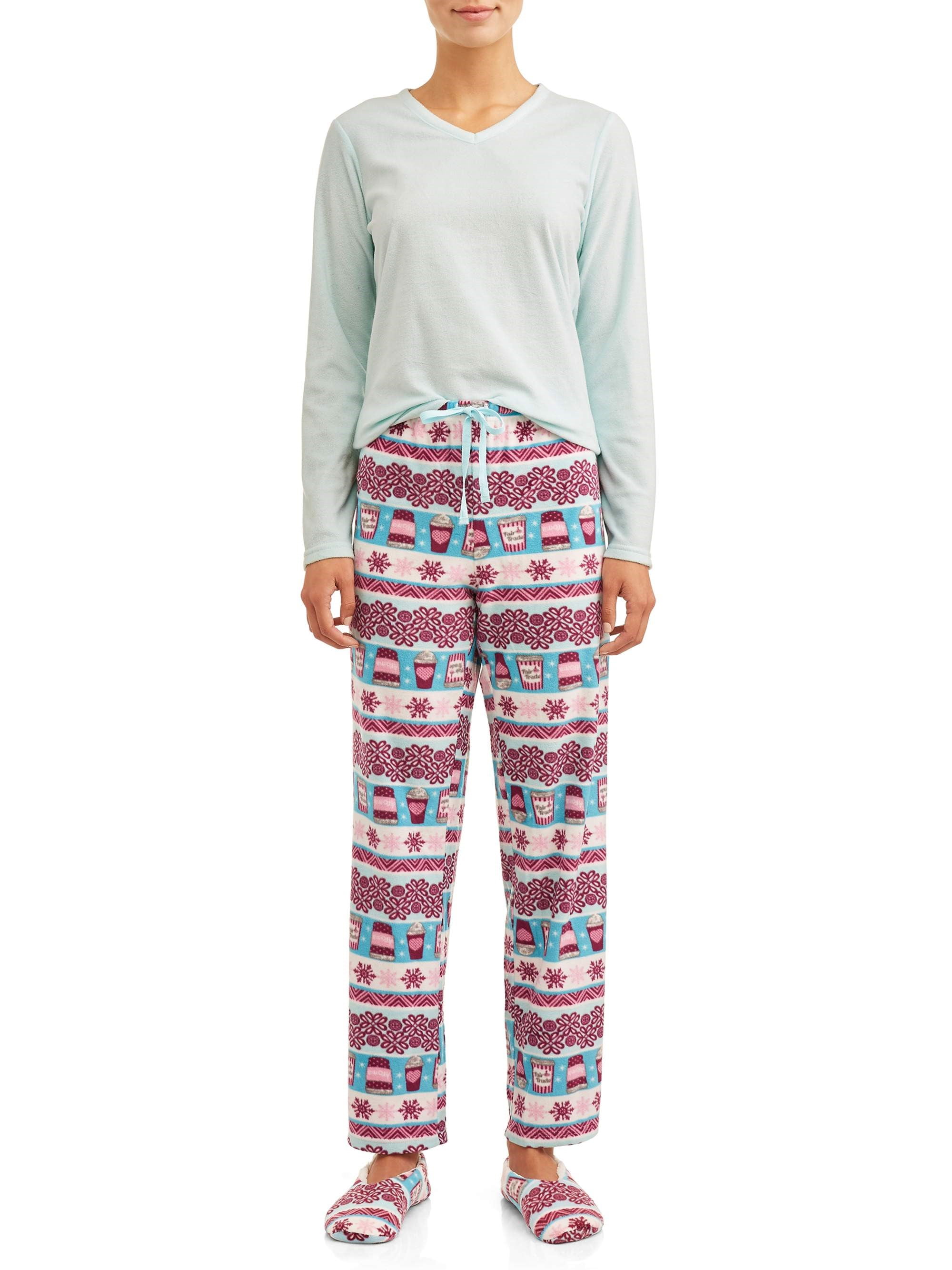 Hanes Hanes Women's 3Piece Pajama Set with Sherpa Slippers