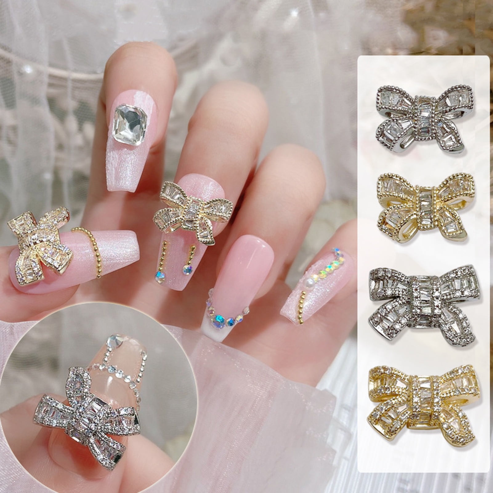 10pcs Luxury Nail Art Charm 3D Queens Crown/Flower/Bowknot Crystal Diamond  Strass Rhinestone Gems DIY Nail Supplies for Manicure - AliExpress