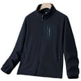 thumbnail image 2 of BiZtdJrK Stand Collar Jacket for Men Polar Fleece Long Sleeve Zip Up Jackets Big and Tall Casual Winter Outerwear with Zipper Pockets Dark Blue L, 2 of 3
