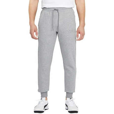 PUMA Men's Embossed Logo Fleece Jogger Pants Sweatpants, Gray Heather Medium