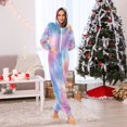 thumbnail image 6 of 1 Piece Adult Onesie Pajamas Cozy & Loose-Fit Sleepsuit Loungewear with Pockets Watercolor Powder Blue Pattern XX-Large, 6 of 7