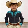thumbnail image 2 of NAFUU Boys Shirts Western Cowboy 3D Lapel Print Shirt Long Sleeve Button Down Casual Top For Children Youth Summer Tops For Boys Sizes 10-11 Years, 2 of 4