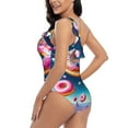 thumbnail image 4 of Cauagu Starry Sky Colorful Donut Print Women's Sexy One Piece Swimsuits One Shoulder Ruffle Tummy Control Bathing Suit Slimming Swimwear-X-Large, 4 of 6