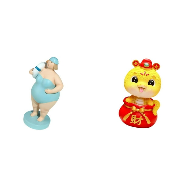 Figura de mujer en traje de baño,Figura decorativa de mesa de una mujer en traje de baño,Escultura de mujer en la playa,muñeca de resina,Estatua de serpiente china,Estatua de serpiente para