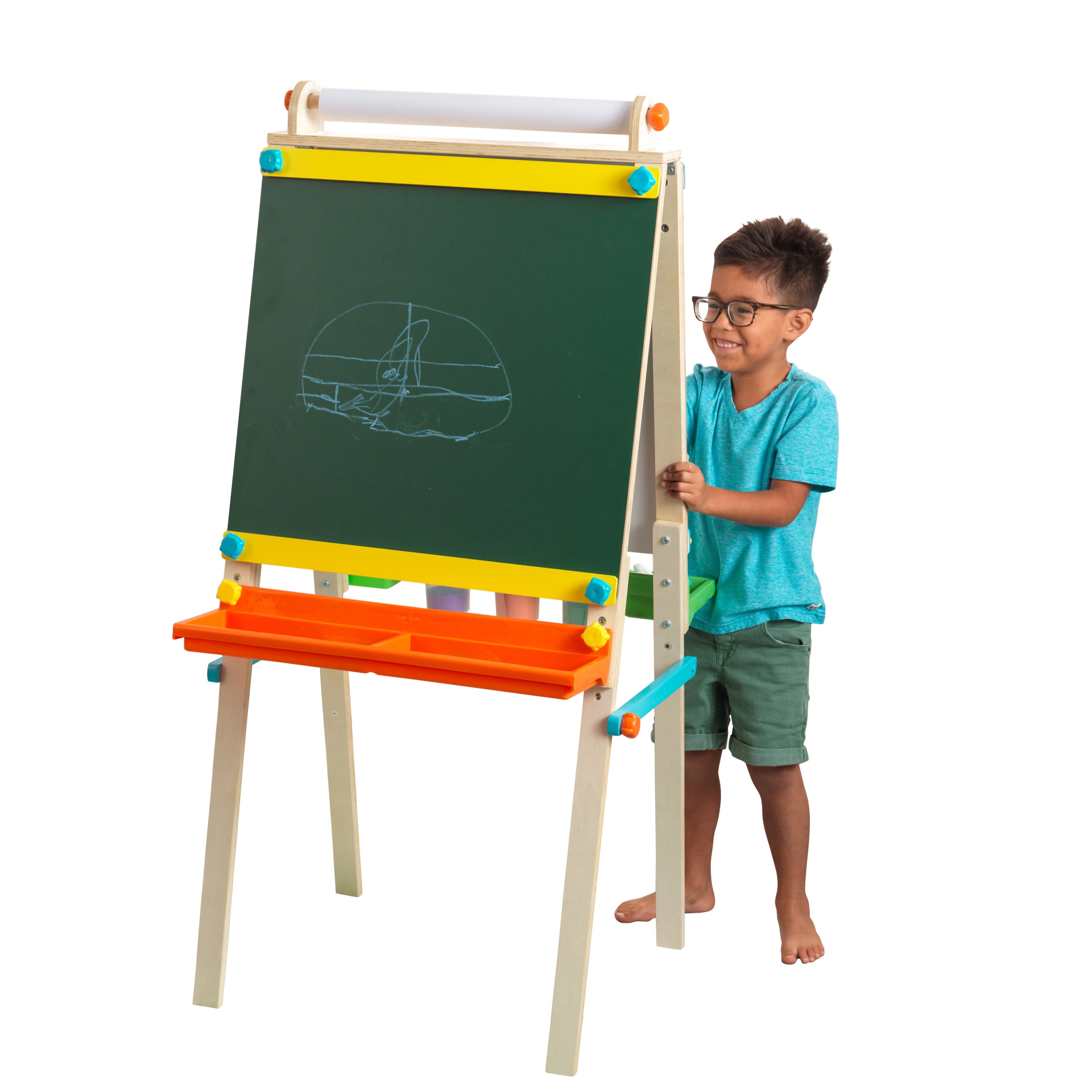 KidKraft Wooden Artist Easel with Paper Roll Brights