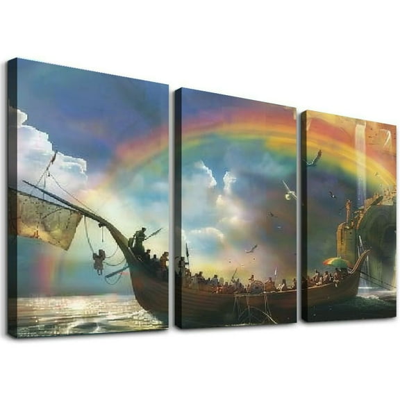 Ullo0ord The Noah's Ark and Posters Art Prints Home Kitchen Living Room Decor Classroom Bedroom Aesthetics Decoration (12×18inch,Framed)
