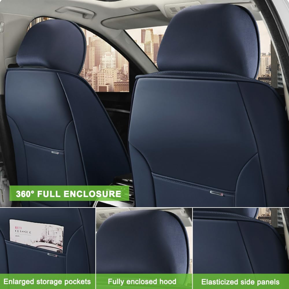 AFUNTIO Seat Covers for Honda 99% Models,2PCS Leather Car Seat Cushions,Waterproof Car Sit Protectors,Nonslip Interior Accessories(Blue and White)