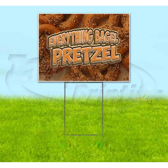 Everything Bagel Pretzel (18" x 24") Yard Sign, Includes Metal Step Stake