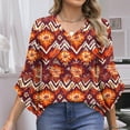 thumbnail image 3 of Oplxuo 3/4 Length Sleeve Womens Tops Double Layered Dressy Casual Business Work Blouses V Neck Office Tunic Shirts, 3 of 6