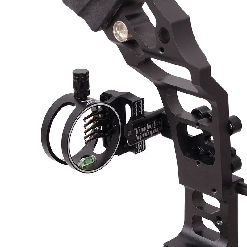Archery Compound Bow Sight 5 Pin 0.19" Micro Adjustable Long Pole Hunting Black 