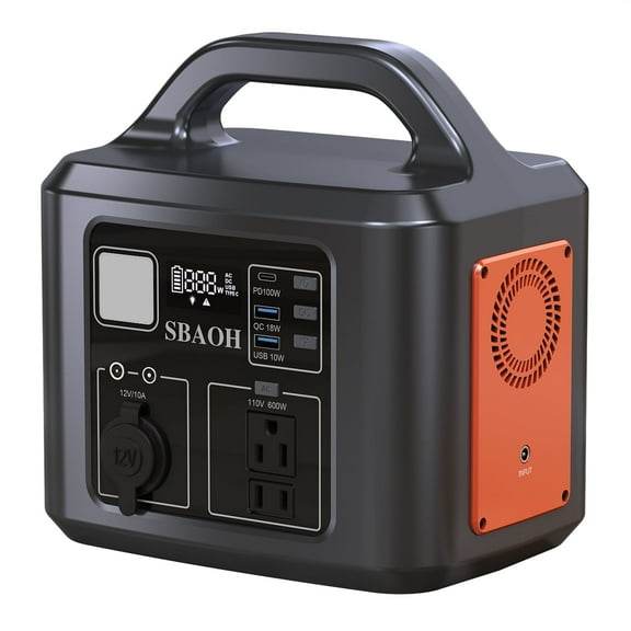 SBAOH 600W Power Station,538.7Wh 145600mAh Solar Generator for Outdoor Camping, Home Backup,Power Outages,(No Solar Panel)