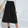 thumbnail image 2 of Skirts for Women Trendy High Waist Button Front A Line Corduroy Midi Skirt Long Skirts for Women, 2 of 7