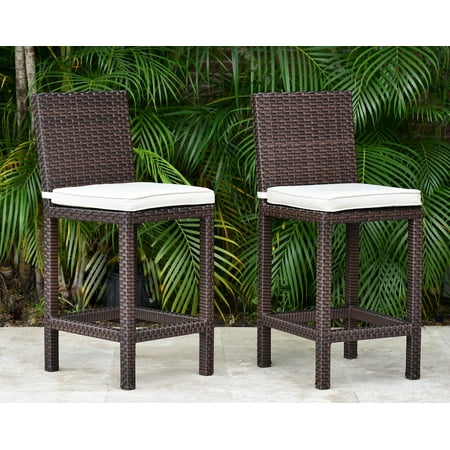 Atlantic Monza All Weather Wicker Cushioned Barstools - Set of 2