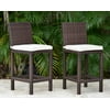 Atlantic Monza 2-Piece Patio Barstool With White Cushions | High Quality Wicker | Ideal for Outdoors and Poolsides