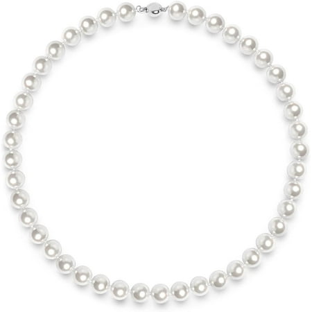 DanceeMangoos Pearl Necklaces for Women - Simulated Faux Cream White Pearl Necklace 16  - 20  - Hand Knotted Strand - Pearl Sizes 8mm - 14mm - Pearl Choker Necklace - Jewelry Gifts for Girls and Men