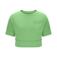 thumbnail image 6 of LOVZFMLL Women's Tops Oversized Crop Short Sleeve Workout T-Shirts Summer Casual Loose Fit Basic Tee Shirts with Pockets Mint Green XL, 6 of 8