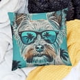 thumbnail image 2 of BANET Throw Pillow , Yorkshire Terrier Portrait with Cool Mirror Sunglasses Hand Drawn Animal Art, Decorative Square Accent Pillow Case 18x18in, 2 of 5