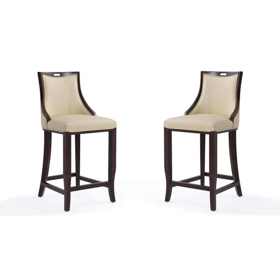 Manhattan Comfort Emperor 27" Faux Leather Counter Stool in Cream (Set of 2)