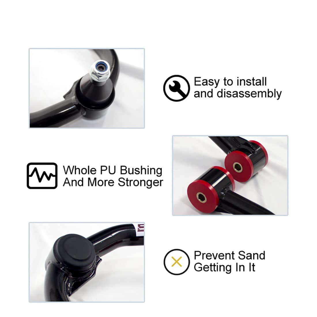 BST BSSP Front Upper Control Arms For 2-4" Lift Compatible for 2011-2019 GMC Sierra Chevy Silverado 2500 3500 HD 2WD 4WD 8 Lug w/Ball Joints, Heavy-Duty 3" Suspension Lift Kit, Pair Set