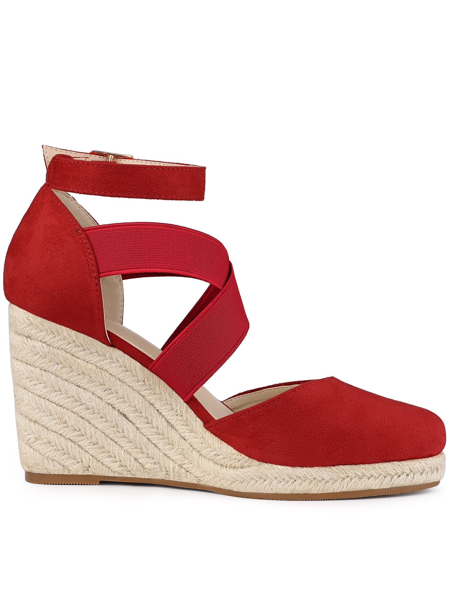 DARING DIVA Women's Espadrilles Closed Toe Wedges Heels Sandals Red 7