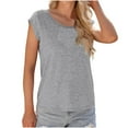 thumbnail image 4 of ZyeKqe Cap Sleeve Shirts for Women V Neck T Shirts Solid Color Summer Top Loose Fitted Tees, 4 of 8